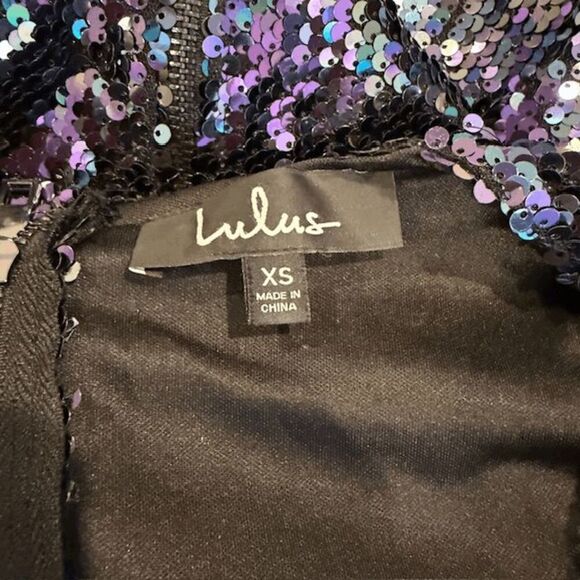 Lulus Sequin Long Sleeve Mini Dress Blue Purple Green Bodycon Sparkle Size XS - Picture 7 of 14